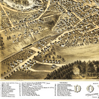 Dover, New Hampshire in 1877 - Bird's Eye View Map, Aerial, Panorama, Vintage, Antique, Reproduction, Giclée, Fine Art, History, Wall Art - Thumbnail 1
