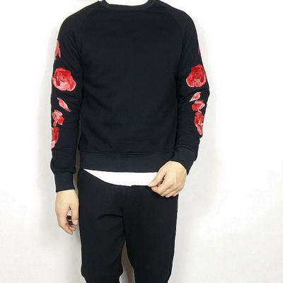 Japanese style red rose embroidered sweatshirt r647 - Thumbnail 5