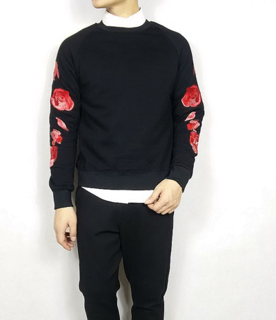 JAPANESE STYLE RED ROSE EMBROIDERED SWEATSHIRT R647