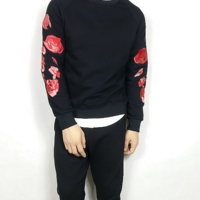 JAPANESE STYLE RED ROSE EMBROIDERED SWEATSHIRT R647 - Thumbnail 1