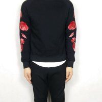JAPANESE STYLE RED ROSE EMBROIDERED SWEATSHIRT R647 - Thumbnail 2