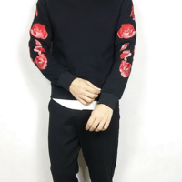 JAPANESE STYLE RED ROSE EMBROIDERED SWEATSHIRT R647 - Thumbnail 3