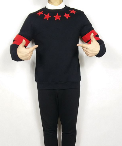 STARS STRIPED PATCH WORK SWEATSHIRT R029 JAPANESE STYLE