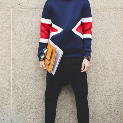 Japanese fashion geometric mosaic figured sweatshirt k3206 - Thumbnail 5