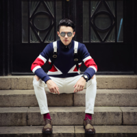 JAPANESE FASHION GEOMETRIC MOSAIC FIGURED SWEATSHIRT K3206 - Thumbnail 1