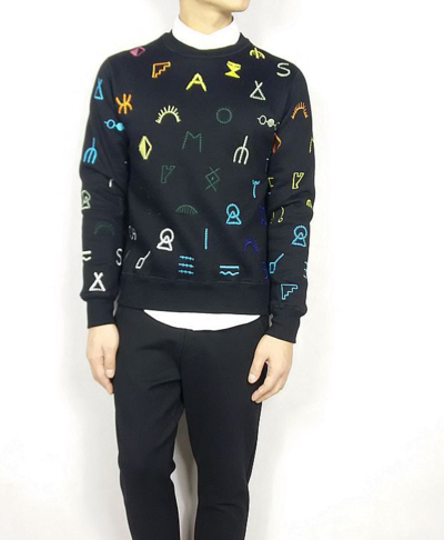 COLORFUL MODERN FIGURED EMBROIDERED SWEATSHIRT JAPANESE STYLE