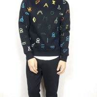 COLORFUL MODERN FIGURED EMBROIDERED SWEATSHIRT JAPANESE STYLE - Thumbnail 1