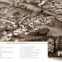 Perry, New York in 1892- Bird's Eye View, Aerial, Panorama, Vintage, Antique Map, Reproduction, Giclée, Fine Art, Wall Map, History - Thumbnail 1