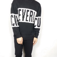 LETTERS FIGURED LOOSE STYLE WARM SWEATER W8072 - Thumbnail 4