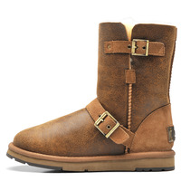 AUMU AUSTRALIA CHESTNUT CRAZE BROWN SHEEPSKIN WATERPROOF LEATHER BOOTS - Thumbnail 2