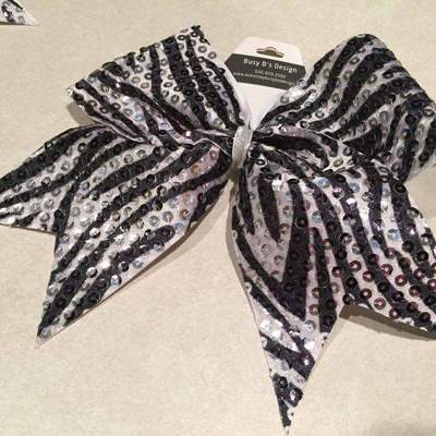 Sequin zebra cheer bow