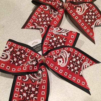 Red bandana cheer bow
