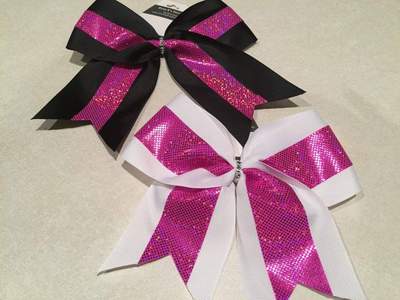 Pink Holographic Stripe Cheer Bow