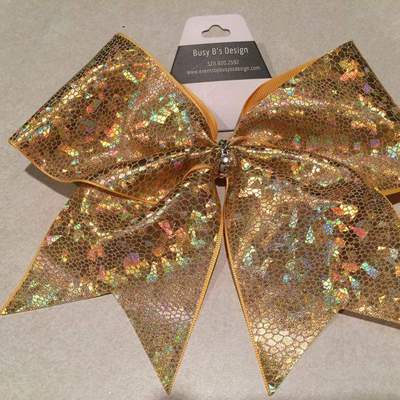 Gold holographic cheer bow
