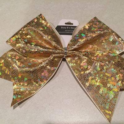Gold holographic cheer bow
