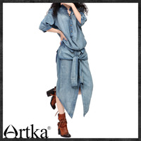 ARTKA SPRING SUMMER DENIM BLUE JEANS DRESS - Thumbnail 1