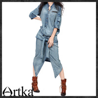 ARTKA SPRING SUMMER DENIM BLUE JEANS DRESS - Thumbnail 2