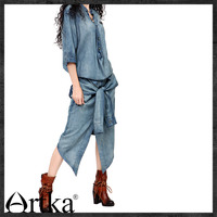 ARTKA SPRING SUMMER DENIM BLUE JEANS DRESS - Thumbnail 3