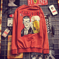 ROSE RED BLACK VINTAGE JAPANESE STYLE UNISEX COTTON SWEATSHIRT - Thumbnail 1