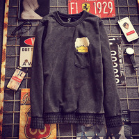 ROSE RED BLACK VINTAGE JAPANESE STYLE UNISEX COTTON SWEATSHIRT - Thumbnail 3