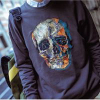 STREET FASHION MOSAIC SKULL EMBROIDERED SWEATSHIRT UNISEX - Thumbnail 2