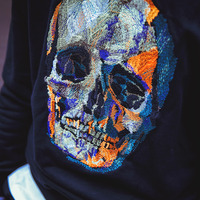 STREET FASHION MOSAIC SKULL EMBROIDERED SWEATSHIRT UNISEX - Thumbnail 3