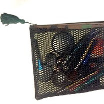 Mesh front camouflage makeup bag