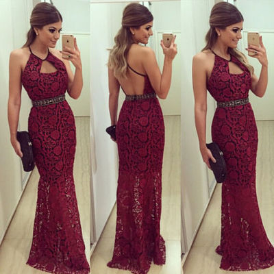 Lace prom dress,burgundy prom dress,backless prom dress,party prom dresses,long prom dress,evening dresses,156299 - Thumbnail 4