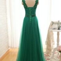 Green prom dress,long prom dress,lace prom dress,cheap Prom Dresses,party dress,evening Dresses,159086 - Thumbnail 2