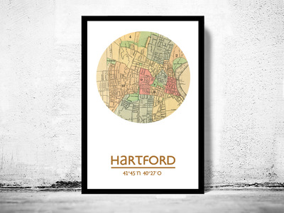 HARTFORD - city poster - city map poster print