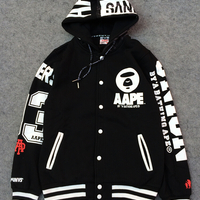 BLACK WHITE LOGO RETRO CLASSIC HOODIE SWEATER JACKET - Thumbnail 3