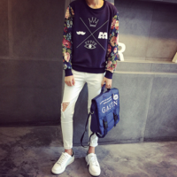 BIG FLORAL PRINTED WITH LETTERS FIGURED UNISEX SWEATSHIRT - Thumbnail 4