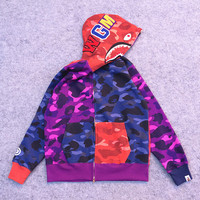 BATHING UNIVERSE SHARK CAMO HOODIE SPORT SWEATSHIRT - Thumbnail 4