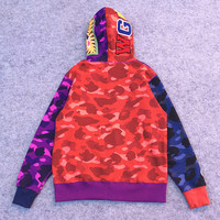 BATHING UNIVERSE SHARK CAMO HOODIE SPORT SWEATSHIRT - Thumbnail 2