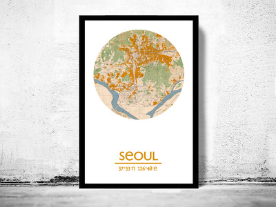 SEOUL - city poster - city map poster print