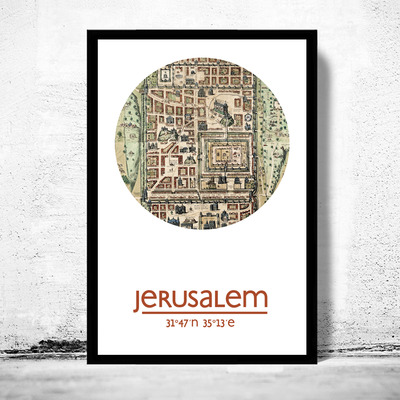 Jerusalem - city poster - city map poster print