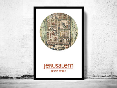 JERUSALEM - city poster - city map poster print