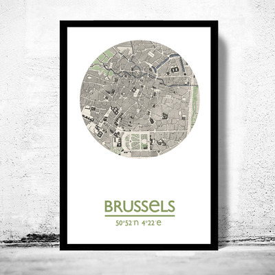 Brussels - city poster - city map poster print