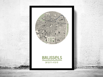 BRUSSELS - city poster - city map poster print