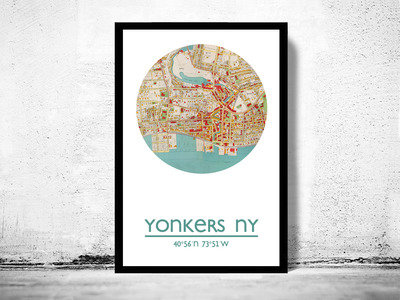 YONKERS - city poster - city map poster print
