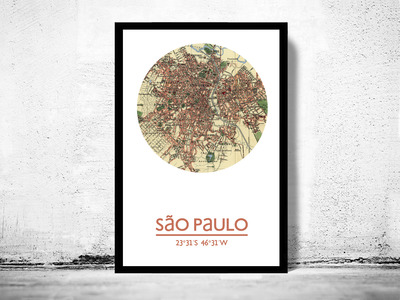 SÃO PAULO - city poster - city map poster print