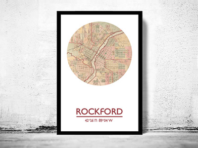 ROCKFORD - city poster - city map poster print
