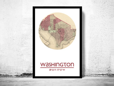 WASHINGTON - city poster - city map poster print