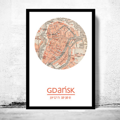 Gdansk - city poster - city map poster print