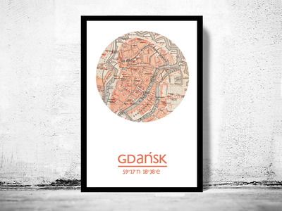GDANSK - city poster - city map poster print