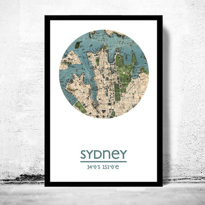 Sydney - city poster - city map poster print