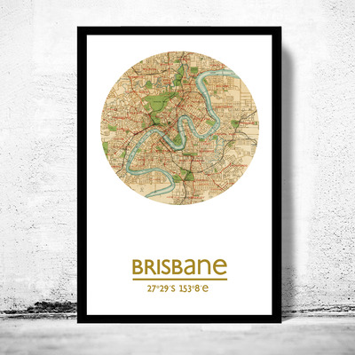 Brisbane - city poster - city map poster print