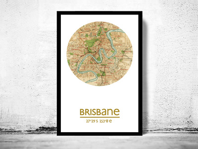 BRISBANE - city poster - city map poster print