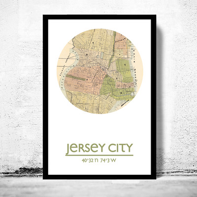 Jersey city - city poster - city map poster print