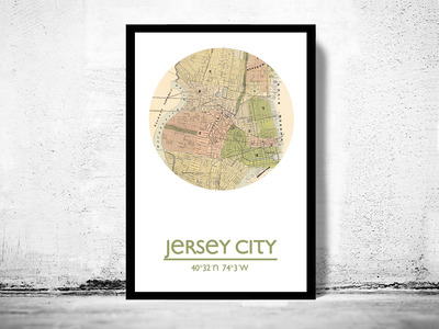 JERSEY CITY - city poster - city map poster print